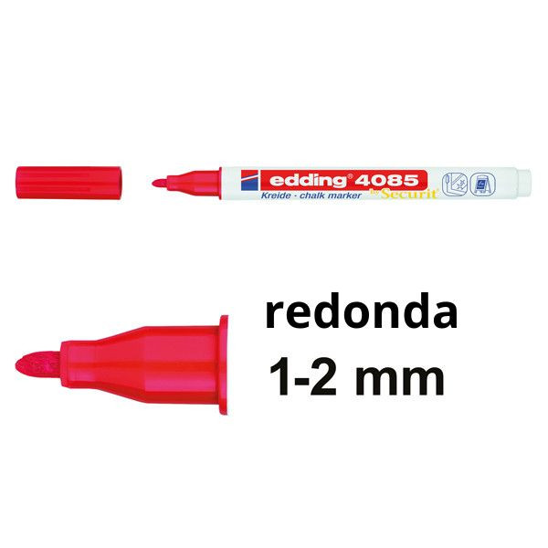 Edding 4085 Rotulador de tiza rojo redondo de 1-2 mm 240095 - 1
