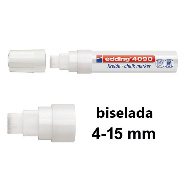 Edding 4090 Rotulador de tiza blanco de punta biselada (4-15 mm)