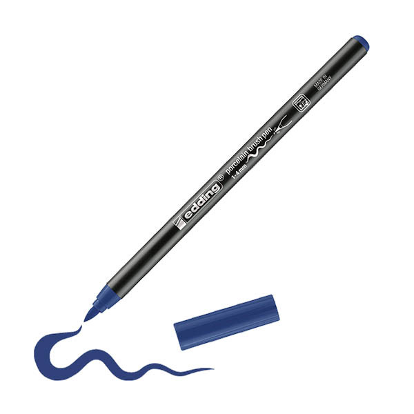 Edding 4200 rotulador con punta de pincel | para porcelana | azul oscuro