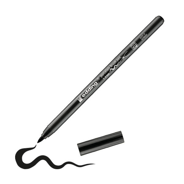 Edding 4200 rotulador con punta de pincel | para porcelana | negro 239285 - 1