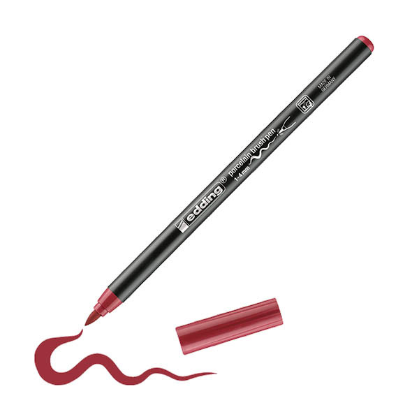 Edding 4200 rotulador con punta de pincel | para porcelana | rojo cereza 239298 - 1