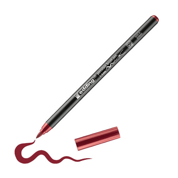 Edding 4200 rotulador con punta de pincel | para porcelana | rojo oscuro 239299 - 1