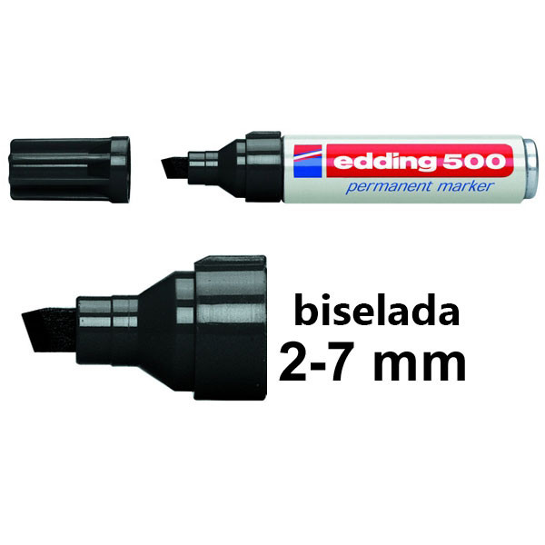Edding 500 Rotulador permanente negro | 2-7 mm | punta biselada 4-500001 200516 - 1