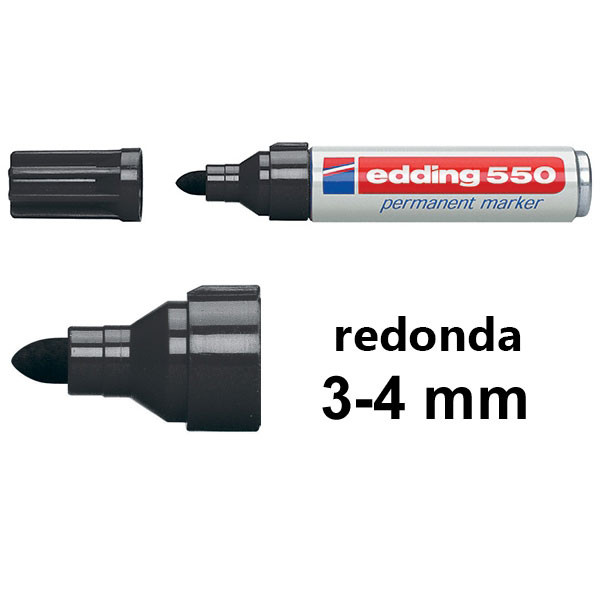 Edding 550 Rotulador permanente negro de punta redonda (3-4 mm) 4-550001 200831 - 1