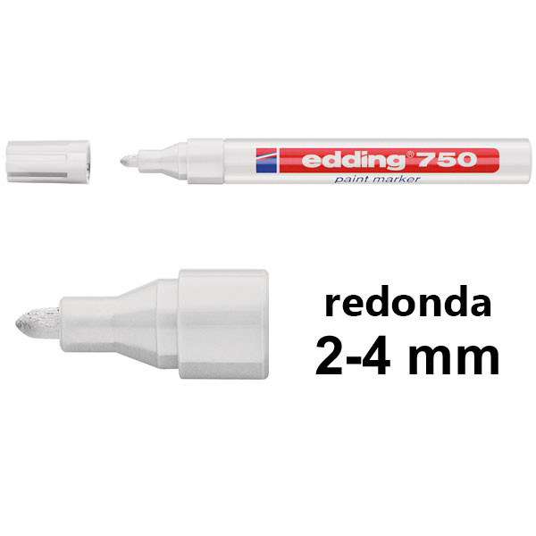 Edding 750 Rotulador blanco de tinta opaca con punta redonda (2-4 mm) 4-750049 200588 - 1