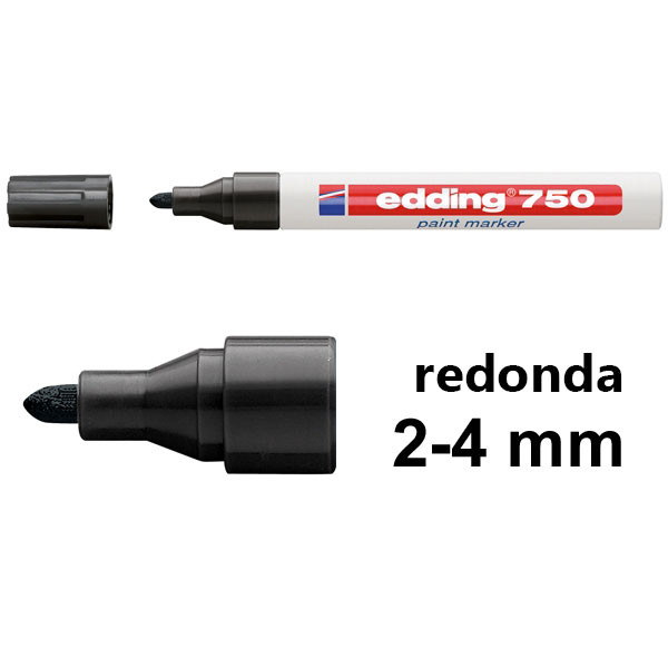 Edding 750 Rotulador negro de tinta opaca con punta redonda (2-4 mm) Edding