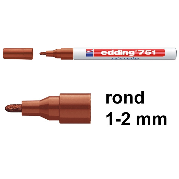 Edding 751 Rotulador de tinta opaca | 1-2 mm | punta redonda| marron 200608 - 1
