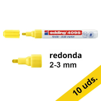 Pack 10x Edding 4095 Rotulador de tiza amarillo fluorescente redondo de 2-3 mm