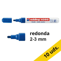 Pack 10x Edding 4095 Rotulador de tiza azul redondo de 2-3 mm