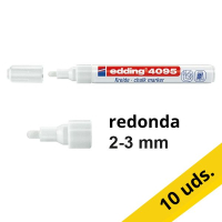 Pack 10x Edding 4095 Rotulador de tiza blanco de punta redonda de 2-3 mm