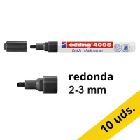 Pack 10x Edding 4095 Rotulador de tiza negro redondo de 2-3 mm