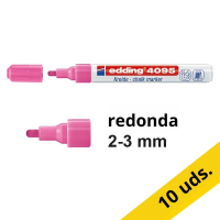 Pack 10x Edding 4095 Rotulador de tiza rosa fluorescente redondo de 2-3 mm