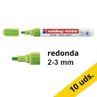 Pack 10x Edding 4095 Rotulador de tiza verde claro redondo de 2-3 mm