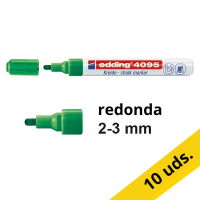 Pack 10x Edding 4095 Rotulador de tiza verde redondo de 2-3 mm