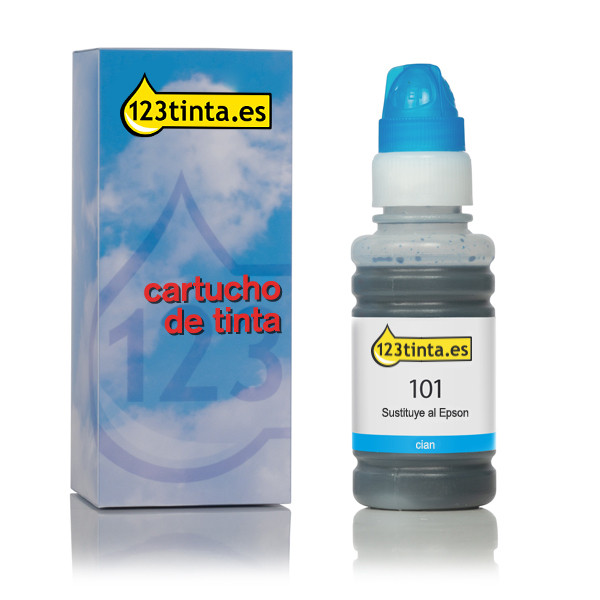 Epson 101 botella de tinta cian (marca 123tinta) C13T03V24AC 020135 - 1