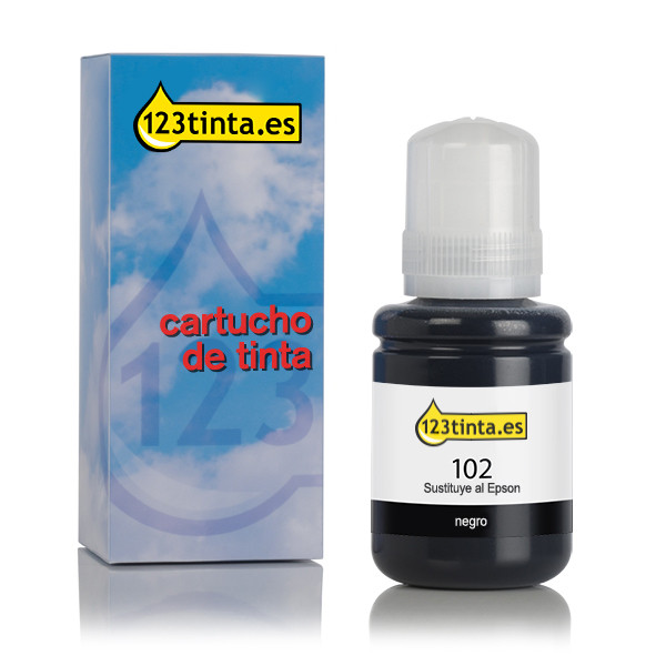 Epson 102 botella de tinta negra (marca 123tinta) C13T03R140C 027171 - 1