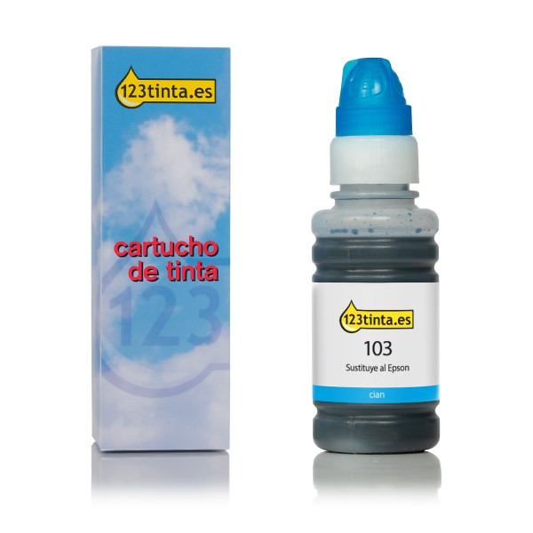 Epson 103 botella de tinta cian (marca 123tinta) C13T00S24AC 052101 - 1