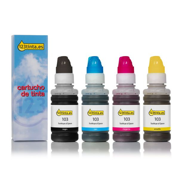 Epson 103 cartuchos de tinta (marca 123tinta) | Pack negro + 3 colores 127096 - 1