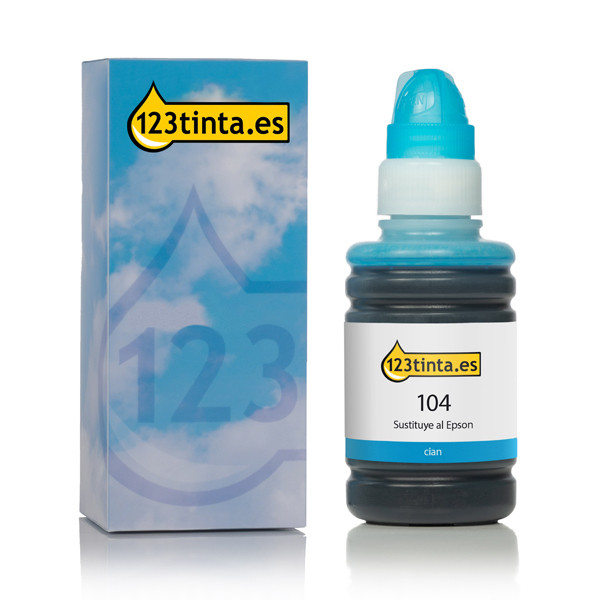 Epson 104 botella de tinta cian (marca 123tinta) C13T00P240C 052085 - 1