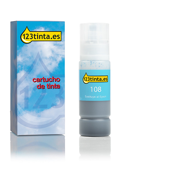 Epson 108 botella de tinta cian claro (marca 123tinta) C13T09C54AC 052215 - 1