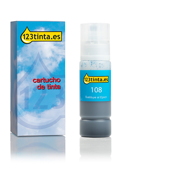 Epson 108 botella de tinta cian (marca 123tinta) C13T09C24AC 052209 - 1