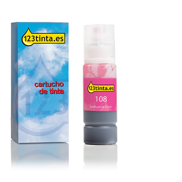 Epson 108 botella de tinta magenta claro (marca 123tinta) C13T09C64AC 052217 - 1