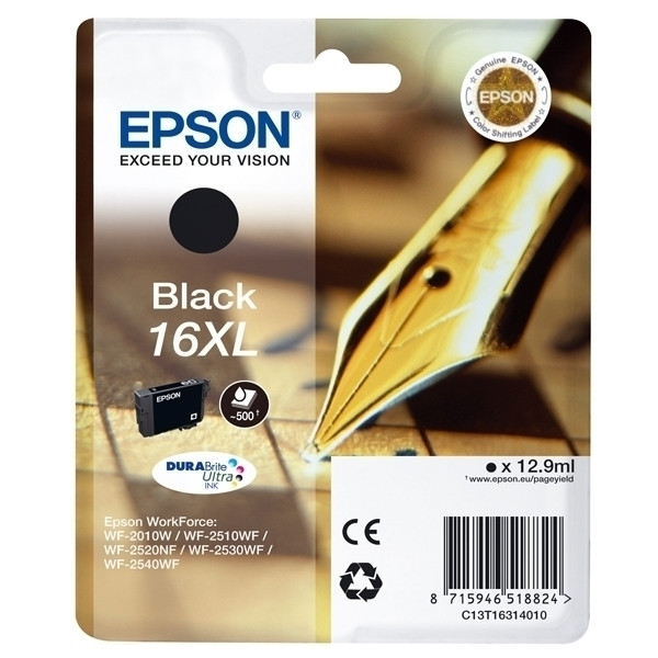 Epson 16XL (T1631) cartucho de tinta negro XL (original) C13T16314010 C13T16314012 026530 - 1