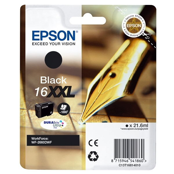 Epson 16XXL (T1681) cartucho de tinta negro XXL (original) C13T16814010 C13T16814012 902998 - 1
