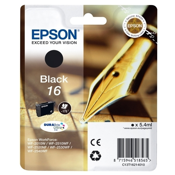 Epson 16 (T1621) cartucho de tinta negro (original) C13T16214010 C13T16214012 026520 - 1
