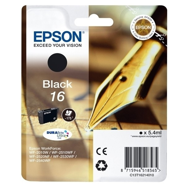 Epson 16 (T1621) cartucho de tinta negro (original) 901972 - 1