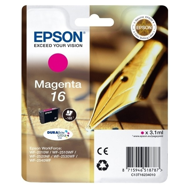 Epson 16 (T1623) cartucho de tinta magenta (original) C13T16234010 C13T16234012 901974 - 1