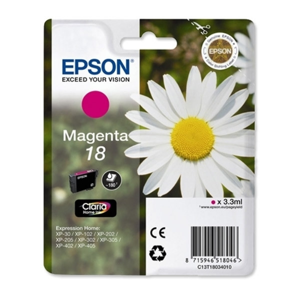 Epson 18 (T1803) cartucho de tinta magenta (original) C13T18034010 C13T18034012 026472 - 1