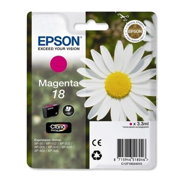 Epson 18 (T1803) cartucho de tinta magenta (original) C13T18034010 C13T18034012 901412 - 1