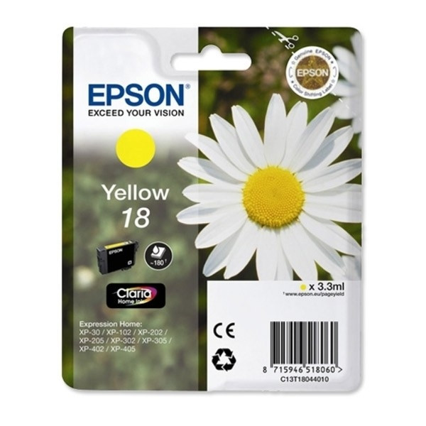 Epson 18 (T1804) cartucho de tinta amarillo (original) C13T18044010 C13T18044012 901413 - 1