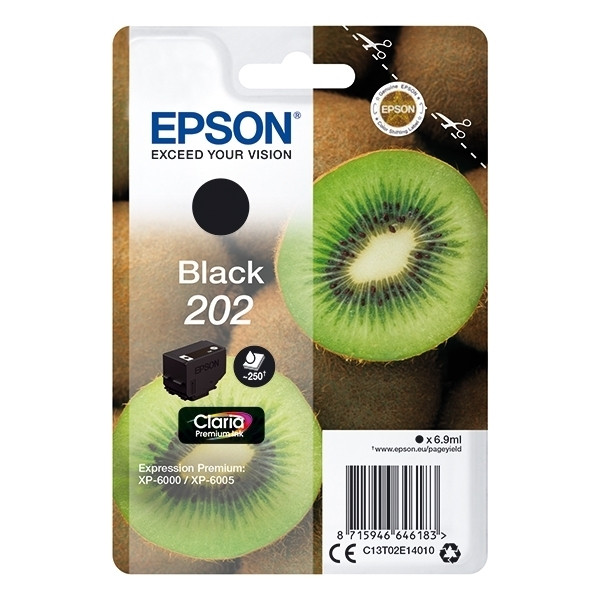 Epson 202 cartucho de tinta negro (original) C13T02E14010 027126 - 1
