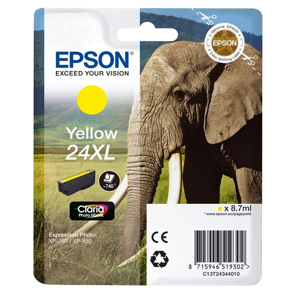 Epson 24XL (T2434) cartucho de tinta amarillo XL (original) C13T24344010 C13T24344012 026596 - 1