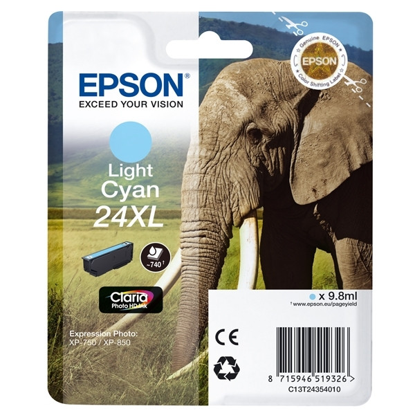 Epson 24XL (T2435) cartucho de tinta cian claro XL (original) C13T24354010 C13T24354012 026598 - 1