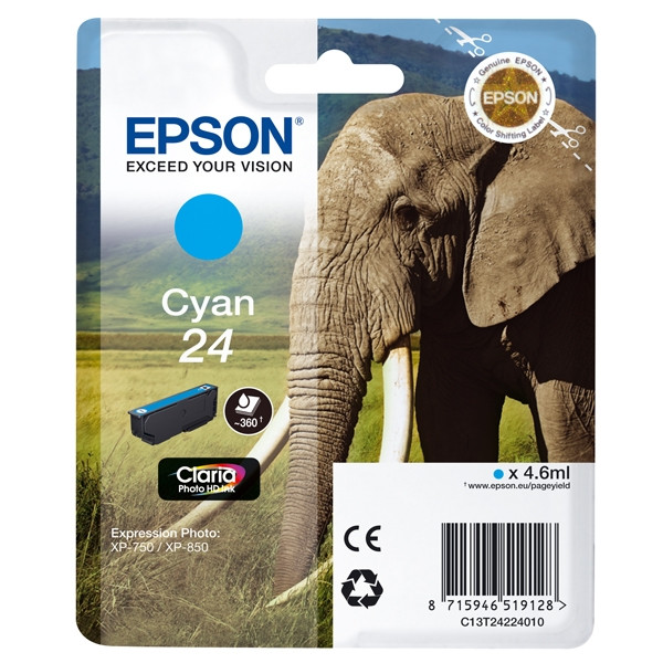 Epson 24 (T2422) cartucho de tinta cian (original) C13T24224010 C13T24224012 026578 - 1