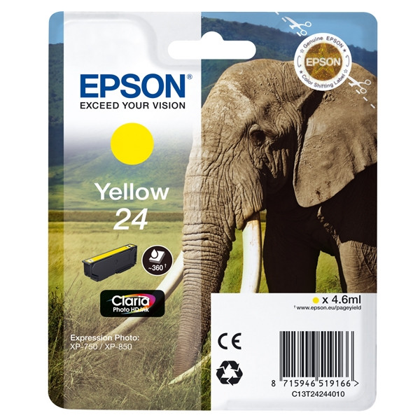 Epson 24 (T2424) cartucho de tinta amarillo (original) C13T24244010 C13T24244012 026582 - 1