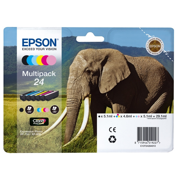 Epson 24 (T2428) Pack ahorro 6 colores (originales) C13T24284010 C13T24284011 026588 - 1