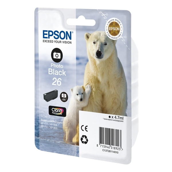 Epson 26XL (T2631) cartucho negro foto XL (original) C13T26314010 C13T26314012 902477 - 1