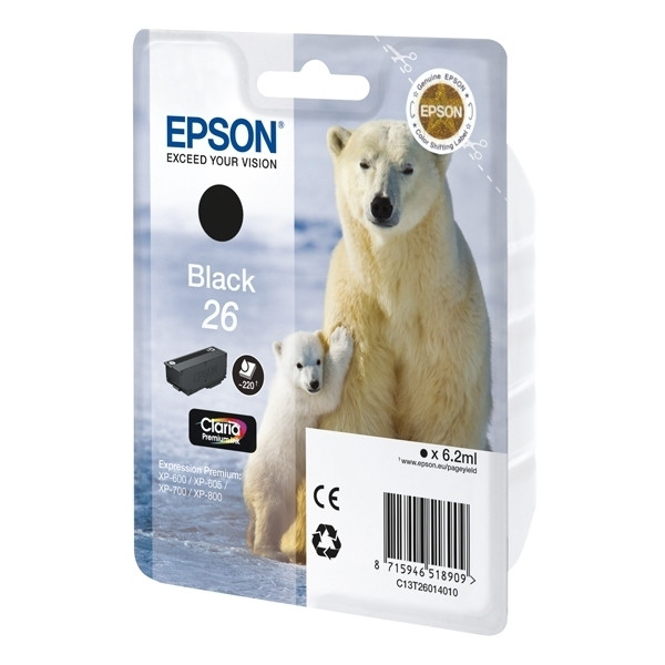 Epson 26 (T2601) cartucho de tinta negro (original) 026496 - 1