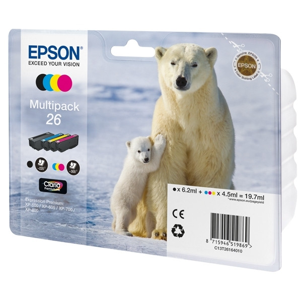Epson 26 (T2616) multipack 4 colores (originales) C13T26164010 026506 - 1