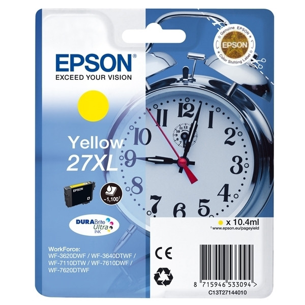 Epson 27XL (T2714) cartucho de tinta amarillo XL (original) C13T27144010 C13T27144012 026622 - 1