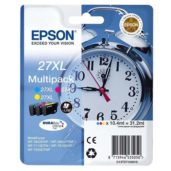 Epson 27XL (T2715) Pack ahorro 3 colores (originales) C13T27154010 C13T27154012 026624 - 1