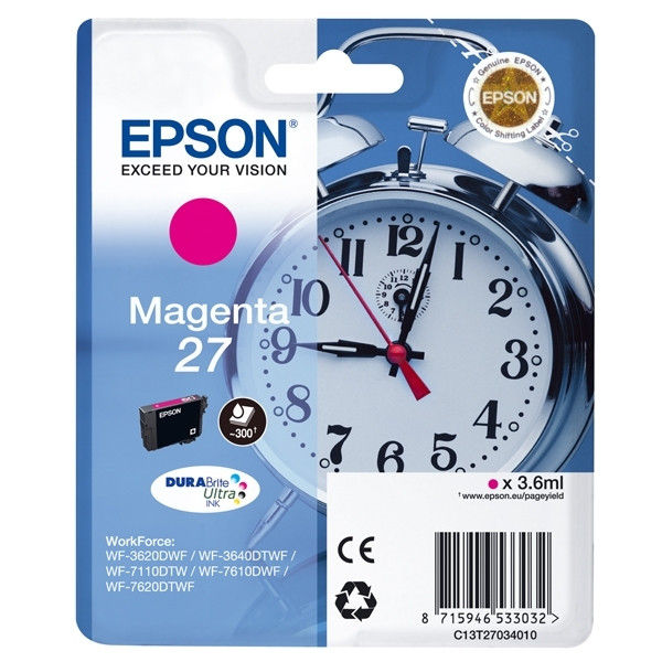 Epson 27 (T2703) cartucho de tinta magenta (original) C13T27034010 C13T27034012 026630 - 1