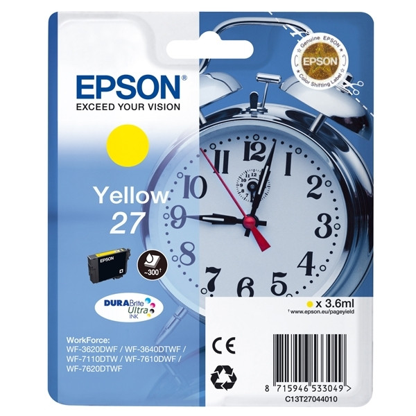 Epson 27 (T2704) cartucho de tinta amarillo (original) C13T27044010 C13T27044012 026632 - 1