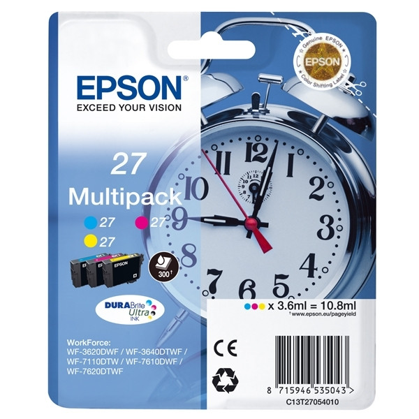 Epson 27 (T2705) Pack ahorro 3 colores (originales) C13T27054010 C13T27054012 026634 - 1