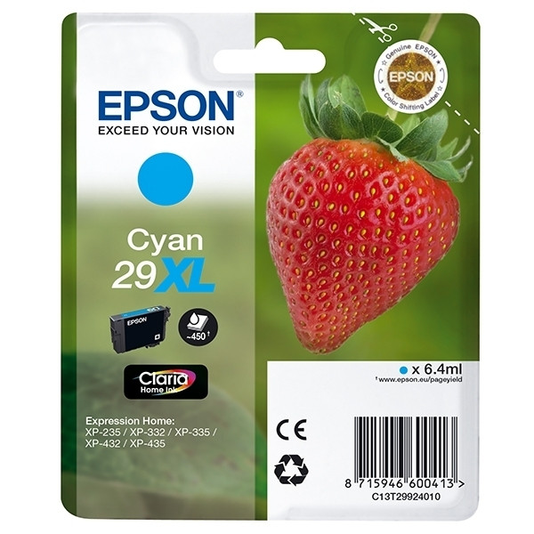 Epson 29XL (T2992) cartucho de tinta cian XL (original) C13T29924010 C13T29924012 026834 - 1