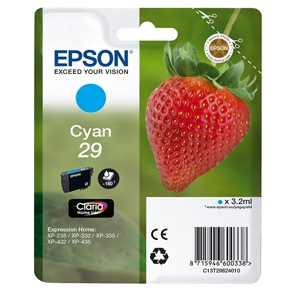 Epson 29 (T2982) cartucho de tinta cian (original) C13T29824010 C13T29824012 026832 - 1